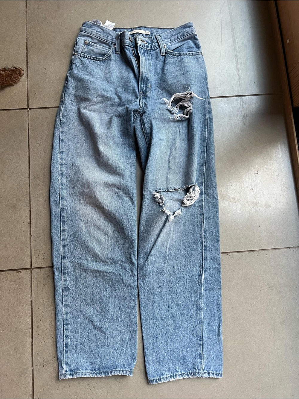 Madewell Light Blue Boyfriend Jeans with Knee Rips